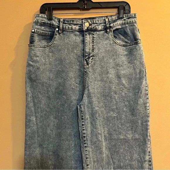 SO Wide Leg Vintage Flare High Rise Denim Juniors Size 15 Blue Acid Mom Pants - Picture 2 of 11